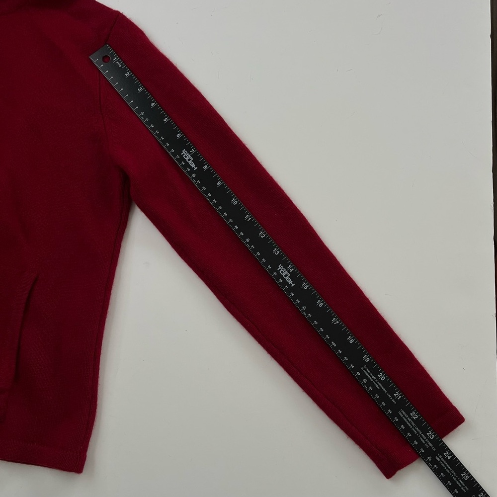Daniel Bishop 100% Cashmere Full-Zip Hoodie Sweater Sz M Red Cozy Luxury Preppy - Picture 6 of 9
